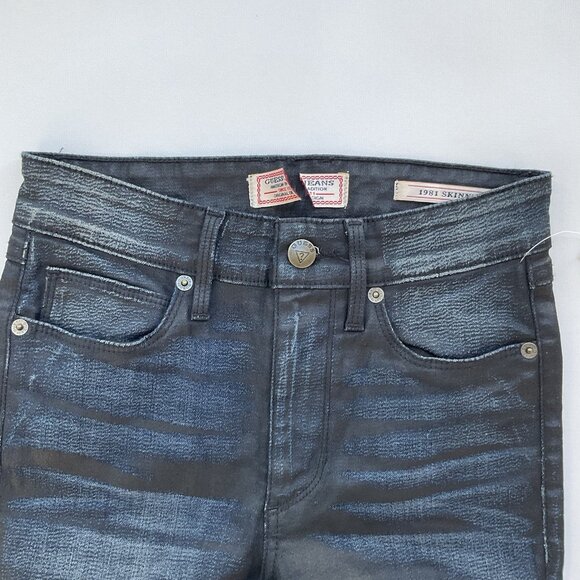 Guess Women’s 1981 High Rise Skinny Jeans Dark Blue Coated Finish Size 23 - Picture 6 of 12